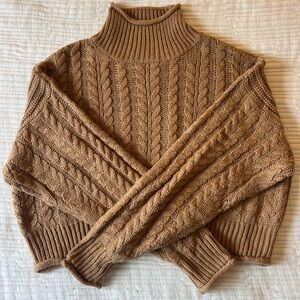 Ardene Tan Cable Knit Turtleneck Sweater